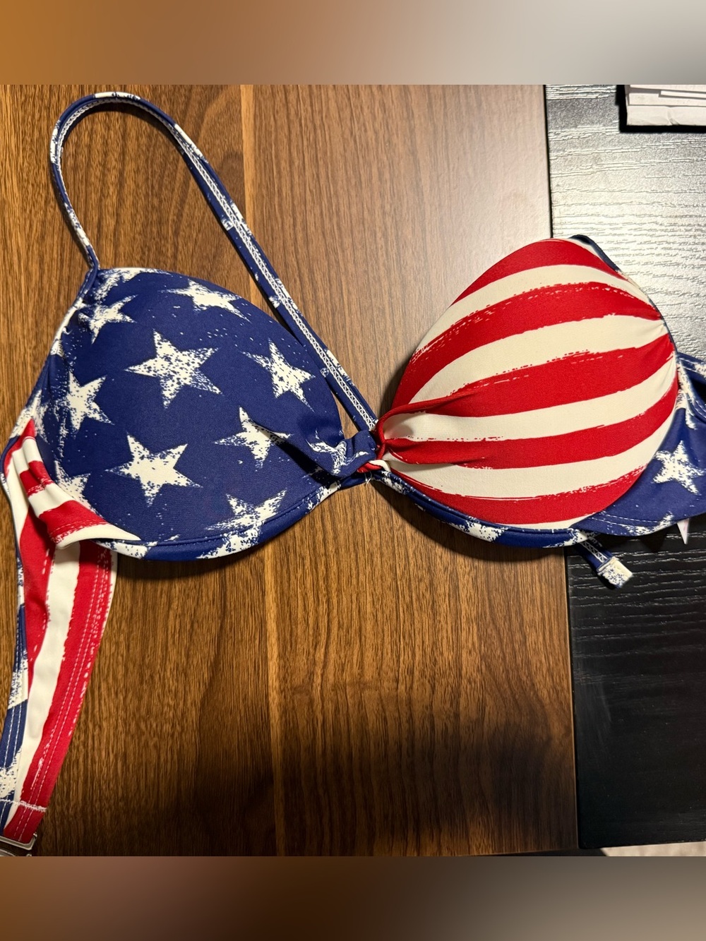 Xhilaration Blue & White Star-Spatter Bikini Top